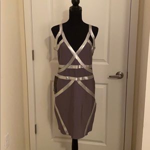 Bebe Silver Mini Dress